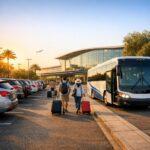Parken Flughafen Nürnberg mit Shuttlebus und Reisenden
